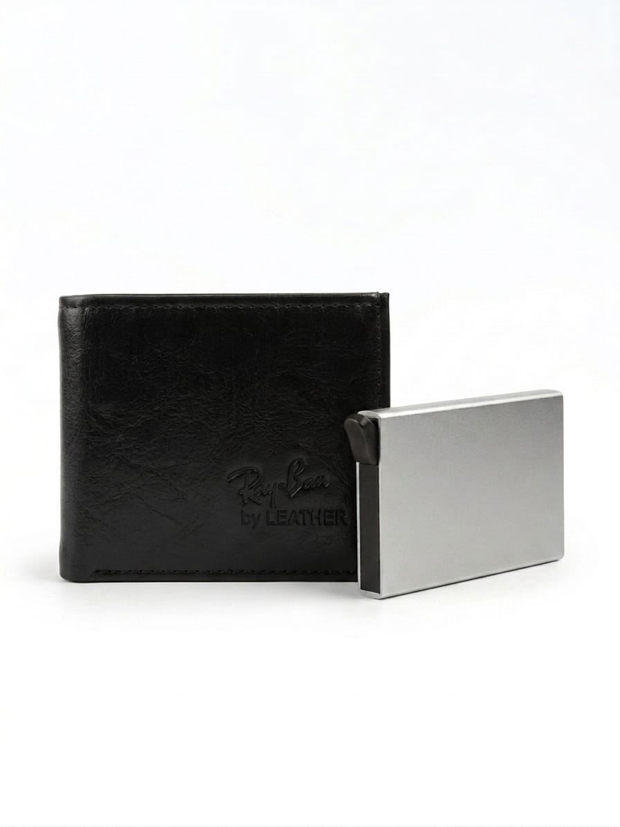 MEWEN- Premium Rayban leather wallet + RFID car holder COMBO