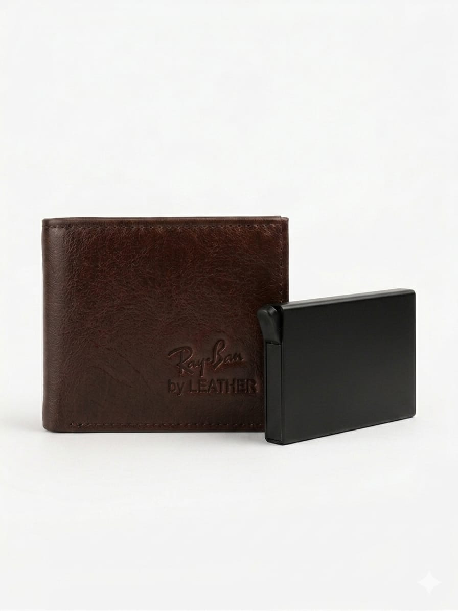 MEWEN- Premium Rayban leather wallet + RFID car holder COMBO