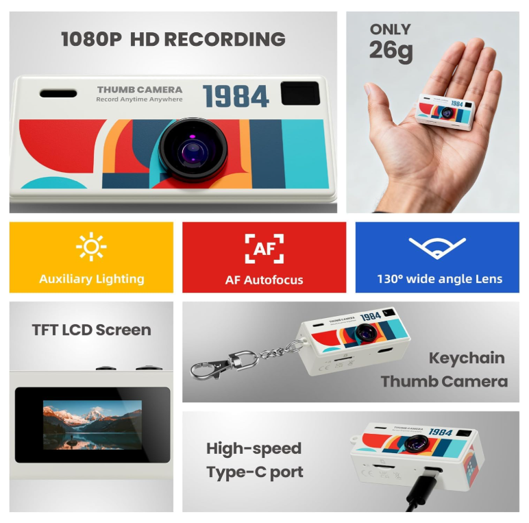 MEWEN™- Mini Keychain Digital Camera, 1080P HD Video Recorder
